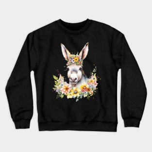 Floral Miniature Donkey Crewneck Sweatshirt